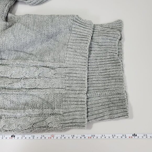 Faithfull the Brand Womens Chunky Sweater Size 6 Gray Mock Neck Cable Knit FLAW - Picture 8 of 8